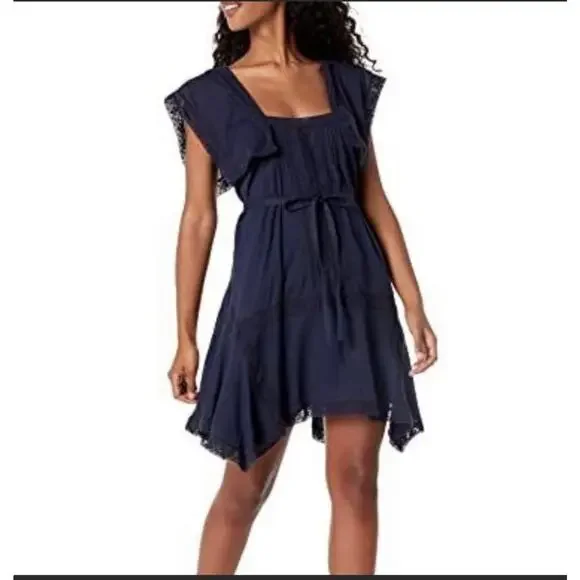 chinese dress ladies Serendipity Handkerchief Hem Midi Dress White & Blue Selfie Leslie